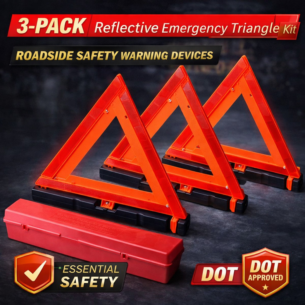 3-Pack Reflective Emergency Triangle Kit – Roadside Safety Warning Devices