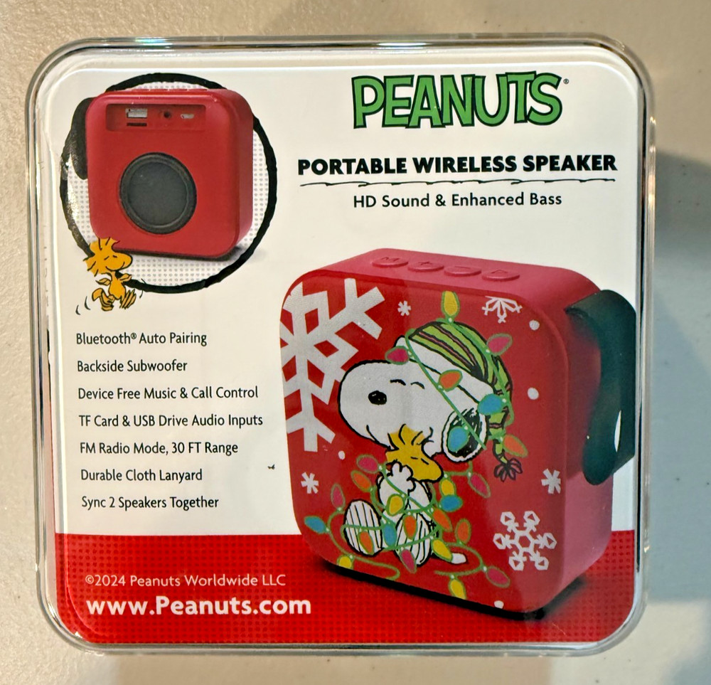 Peanuts Snoopy Portable Wireless Speaker, New