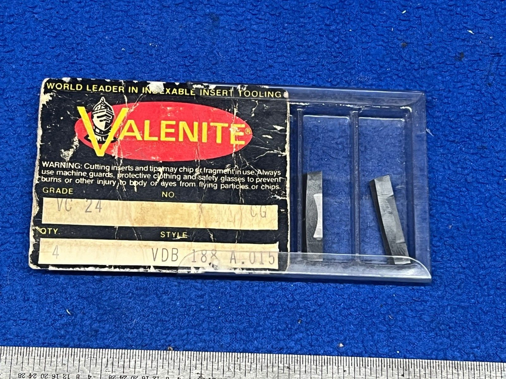 4 NEW Valenite VDB 188A.015 Solid Carbide Inserts 0-946