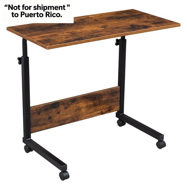 Rolling Desk Adjustable Height Mobile Side Table with Wheels Retro