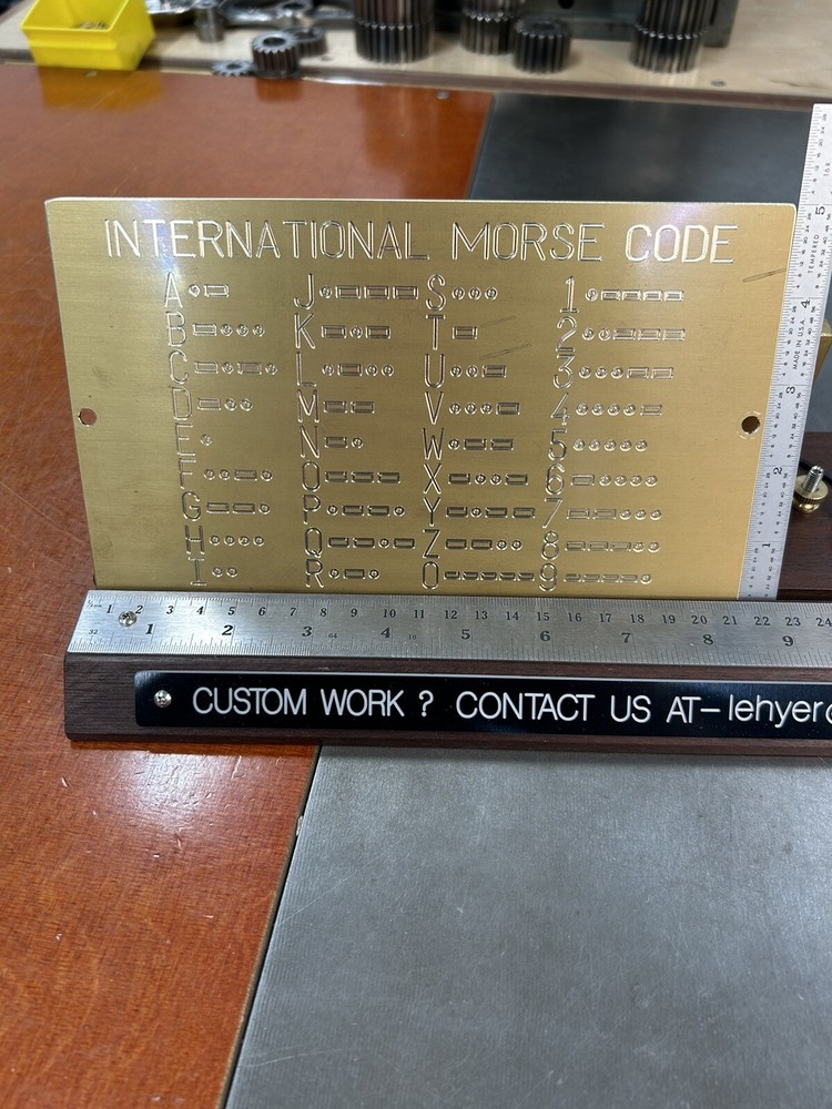MORSE CODE HAM RADIO SOLID BRASS ENGRAVING PLATE OR DISPLAY PLATE FOR NEW HERMES