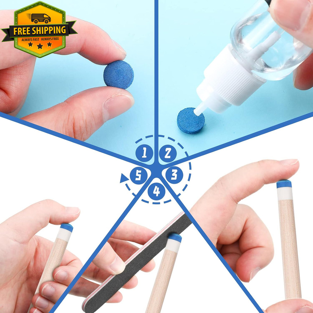 Pool Cue Tips 20 Pack Replacement Billiard Stick Tips with Box