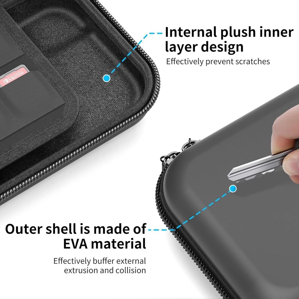 For Nintendo Switch 2 Portable Case - 12 Game Slots Hard Shell Pouch for Console