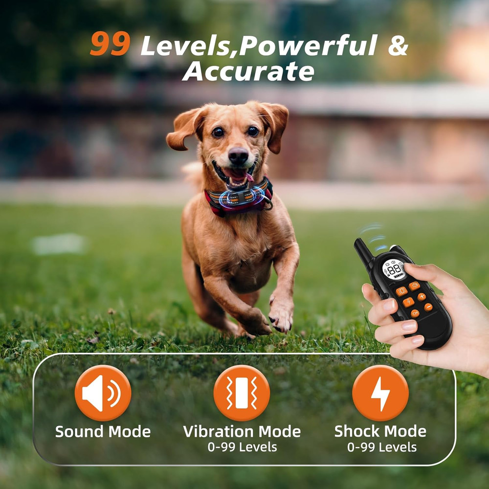 Small Dog Training Collar with Remote Waterproof Rechargeable 1300Ft Range Adjus