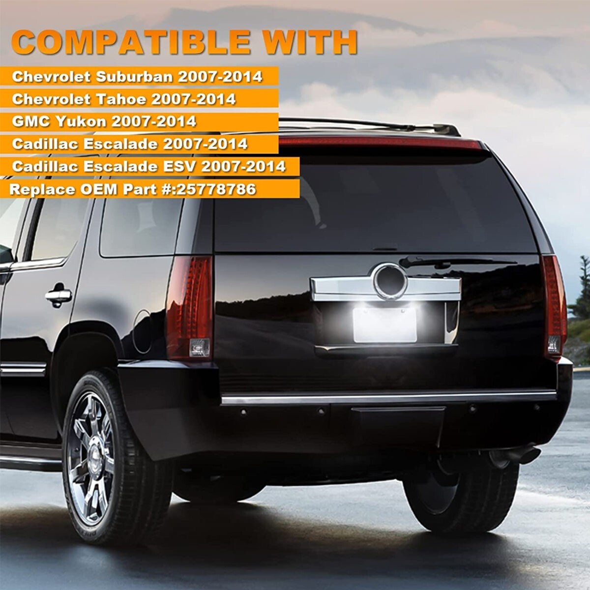 LED License Plate Tag Lights Kit For 2007-2014 Suburban Tahoe Yukon Escalade ESV