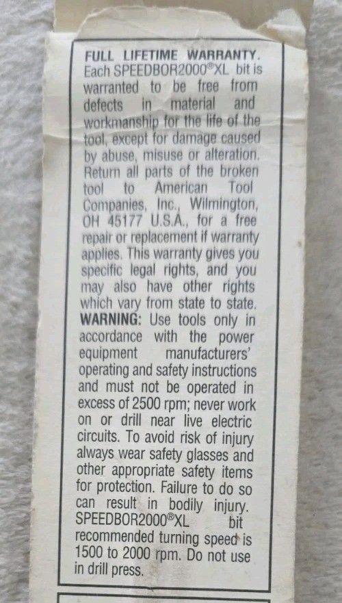 887174 7/8 Speedbor 2000 XL drill Spade bit