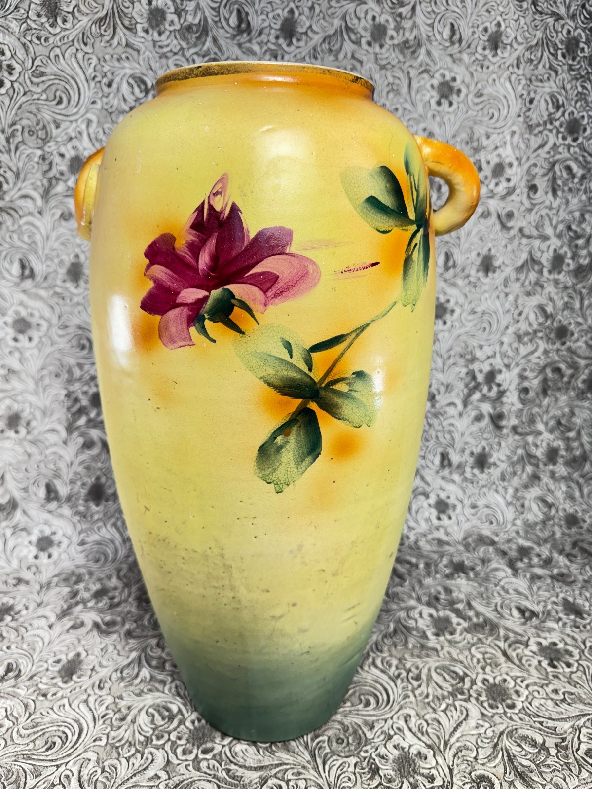 Antique Vase Earthenware Art Pottery Urn HUGE 16" Unmarked Italy Majolica