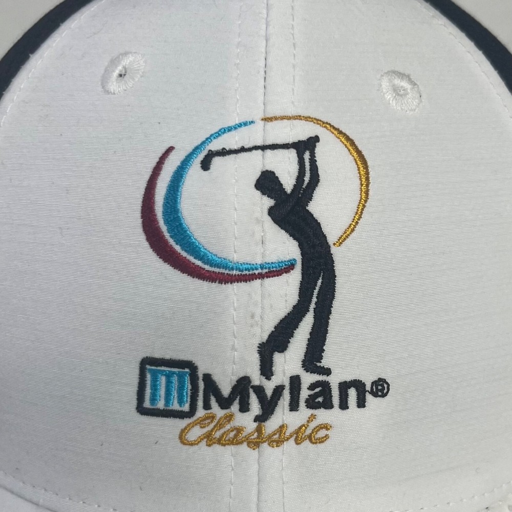 Mylan Classic Performance Golf Cap Hat White Adjustable Strap Back New