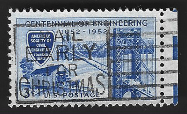 Scott# 1012 3c ENGINEERING, 100 years with Margin & Slogan Cancel - (A-4)