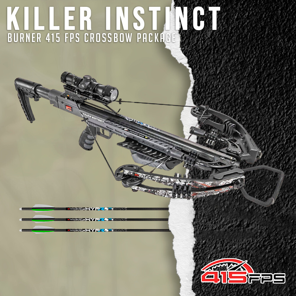 Killer Instinct Burner 415 FPS Crossbow Package (Gray Camo) Basic Bundle