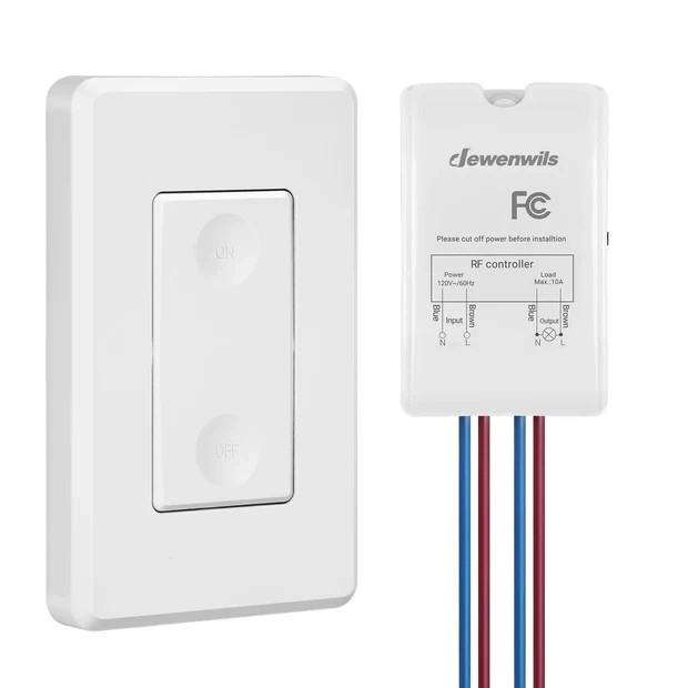 DEWENWILS HRLS11D1 WIRELESS REMOTE CONTROL WALL LIGHT SWITCH KIT 100' RF RANGE