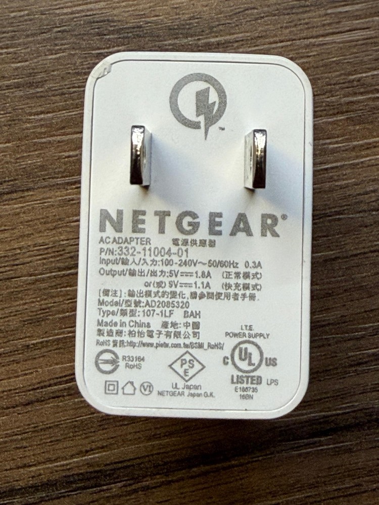 Arlo authentic camera charger Netgear US plug