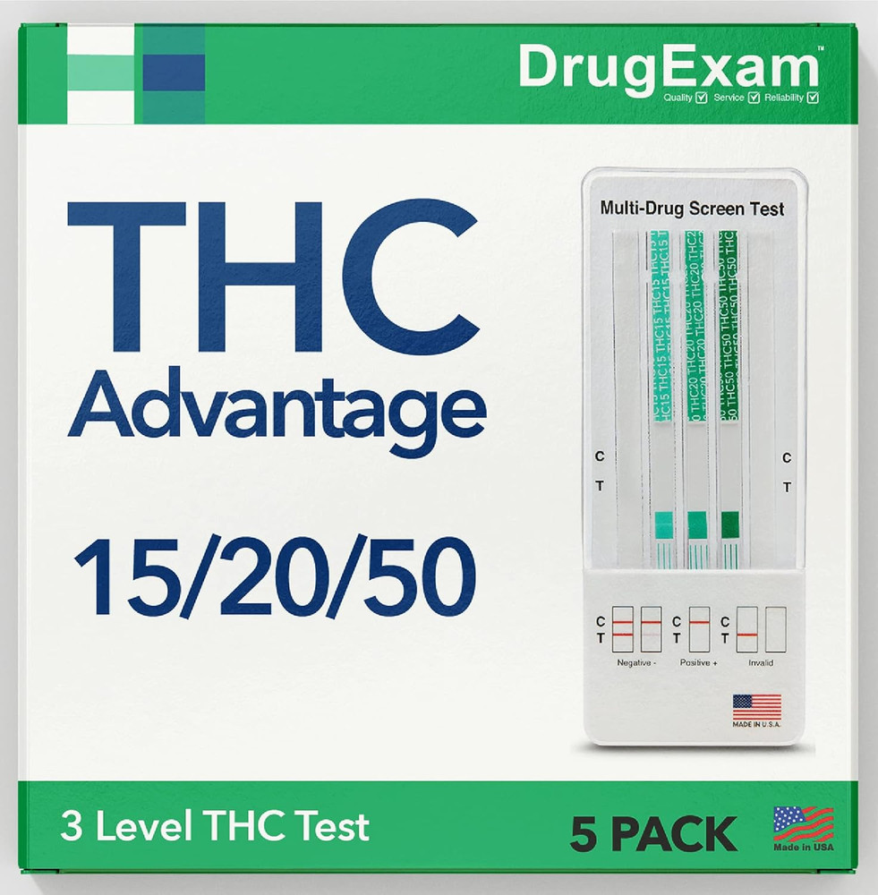 5 Pack - Drugexam THC Advantage Made in USA Multi Level Marijuana Home Test Kit.