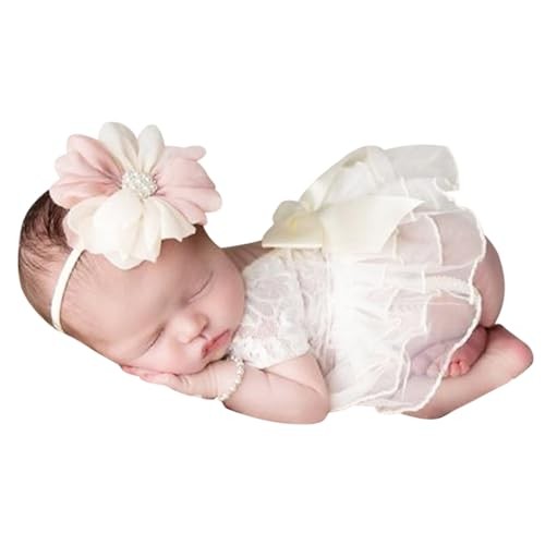 Lace Newborn Girls Photography Prop Baby Girl Tutu Dress with Flower Headband