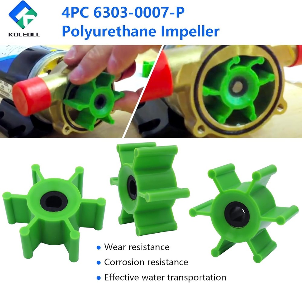 4PC 6303-0007-P Polyurethane Impeller with O-Ring Kit & Lubrication Replacement