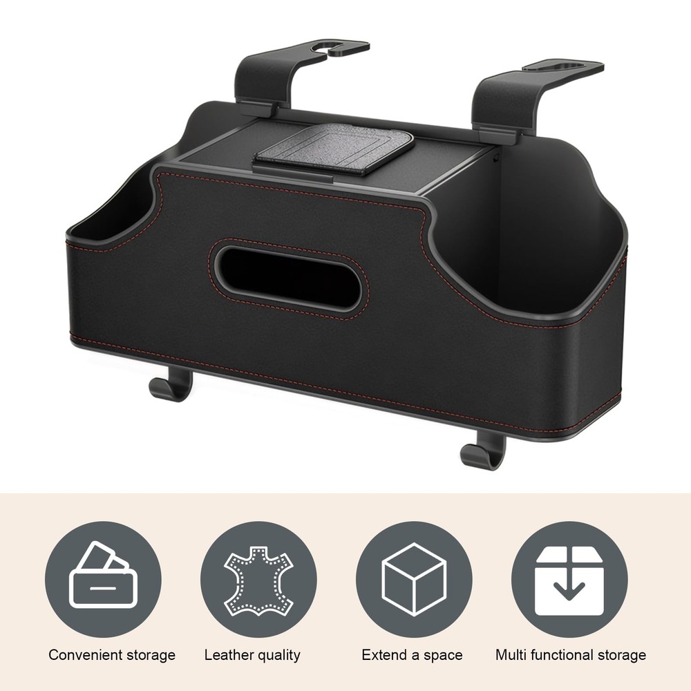 1 PC Car Seat Back Organizer, Car Back Seat Multi-Function Storage Box with 2...