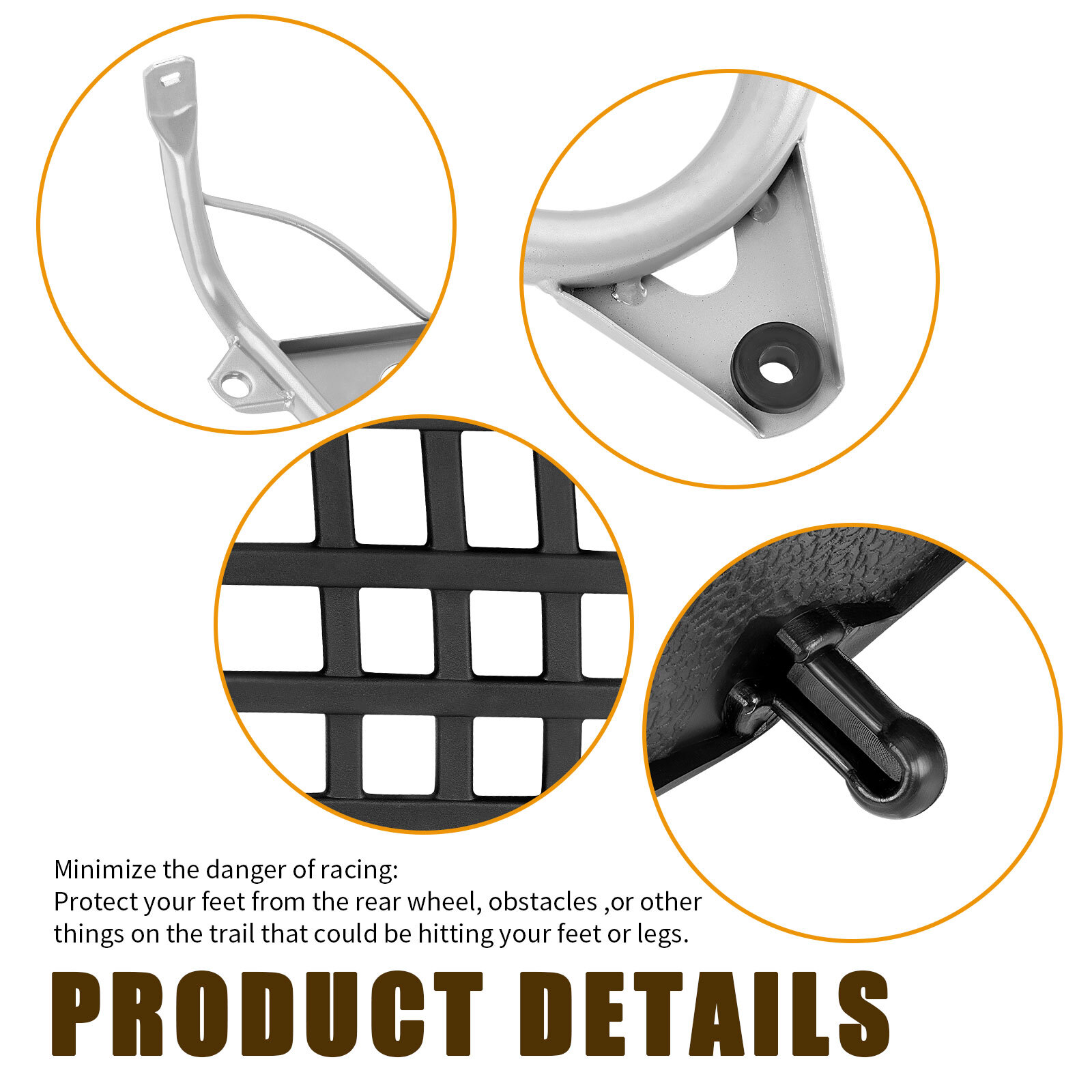 L+R Nerf Bars Silver Heel Guards footrest Stand For Yamaha 1990-2006 Banshee 350