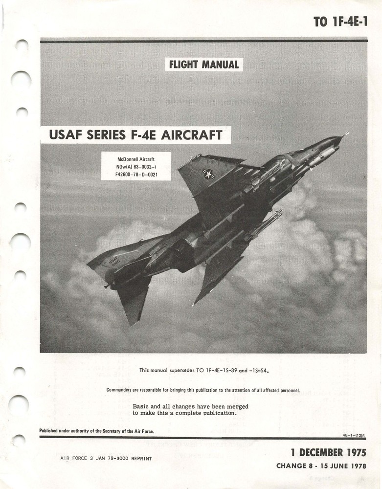 F-4E Phantom II 1978 Flight Manual Flight Operating Instructions - CD Version