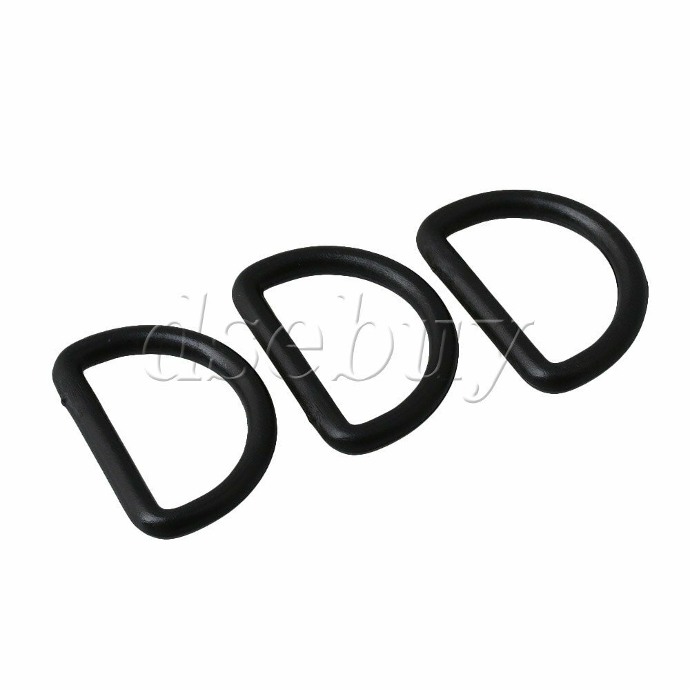 40x D Ring Adjustable Black Plastic Buckle for Bag Webbing 25mm Inner Diameter