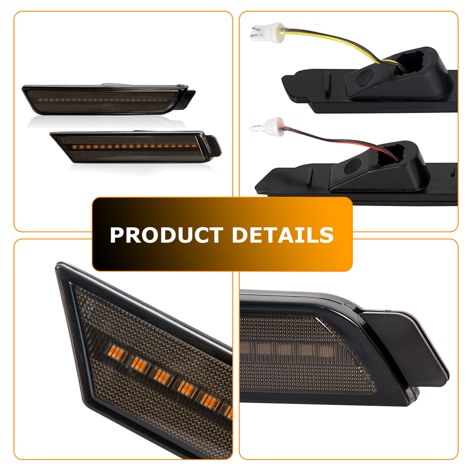 4PCS LED Bumper Side Smoked Marker Light Lamps Set For 2010-2015 Chevy Camaro