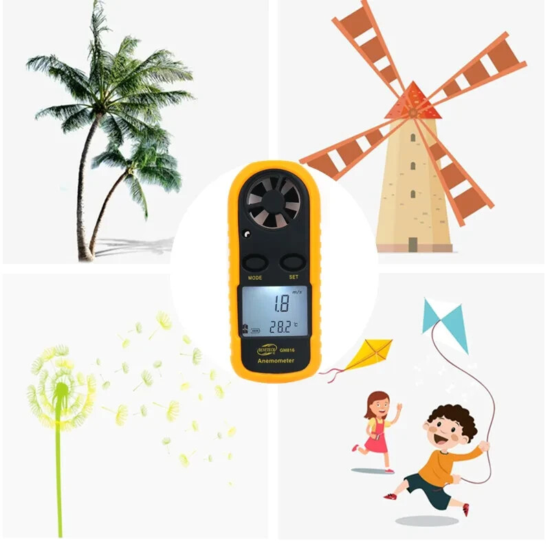 PORTABLE ANEMOMETER /THERMOMETER BACKPACKERING/MOUNTAINEERING WIND SPEED GUAGE!!
