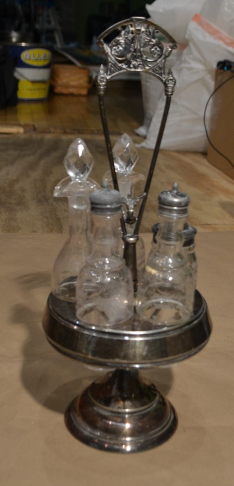 Silver Turning Salad Server - 5 pc & stand -