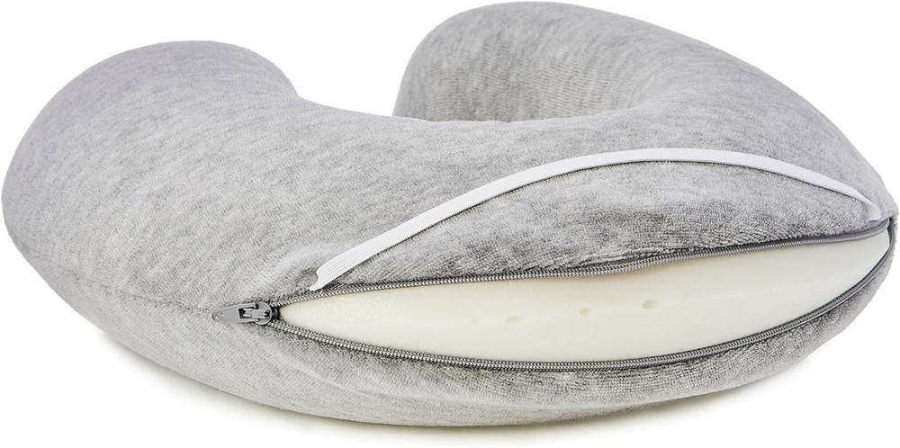 Memory Foam Semi Circular Neck Pillow Grey