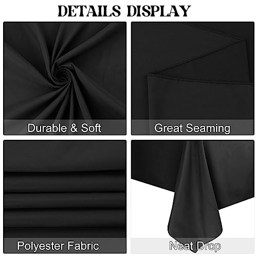 Pack Rectangle Table Cloth Bulk Washable Polyester 60inch x 102inch 6 Black