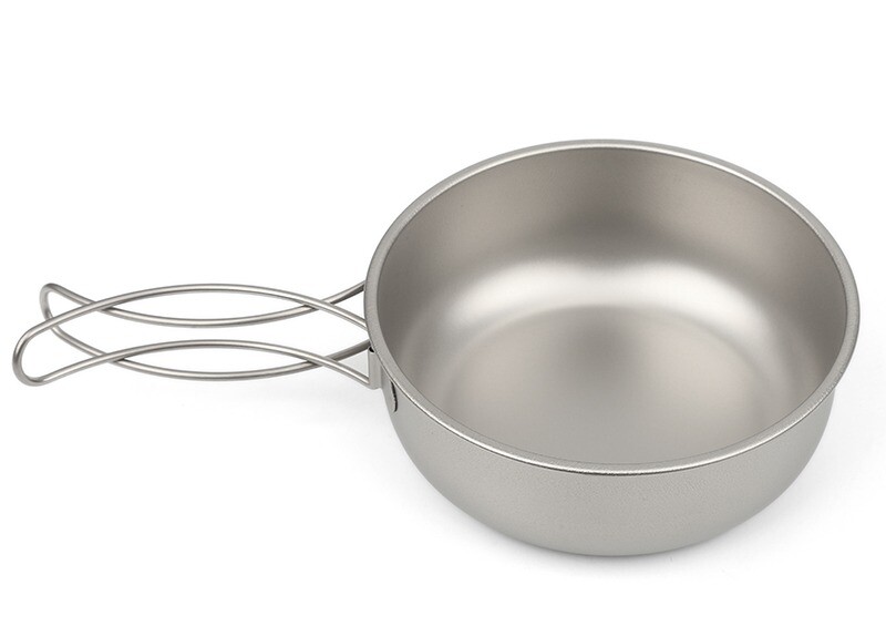 Pure Titanium Foldable Bowl Frying Pan 700ml Ultralight Flatware Tableware