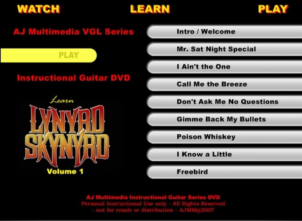 Custom Guitar Lessons, Learn Lynyrd Skynyrd v1