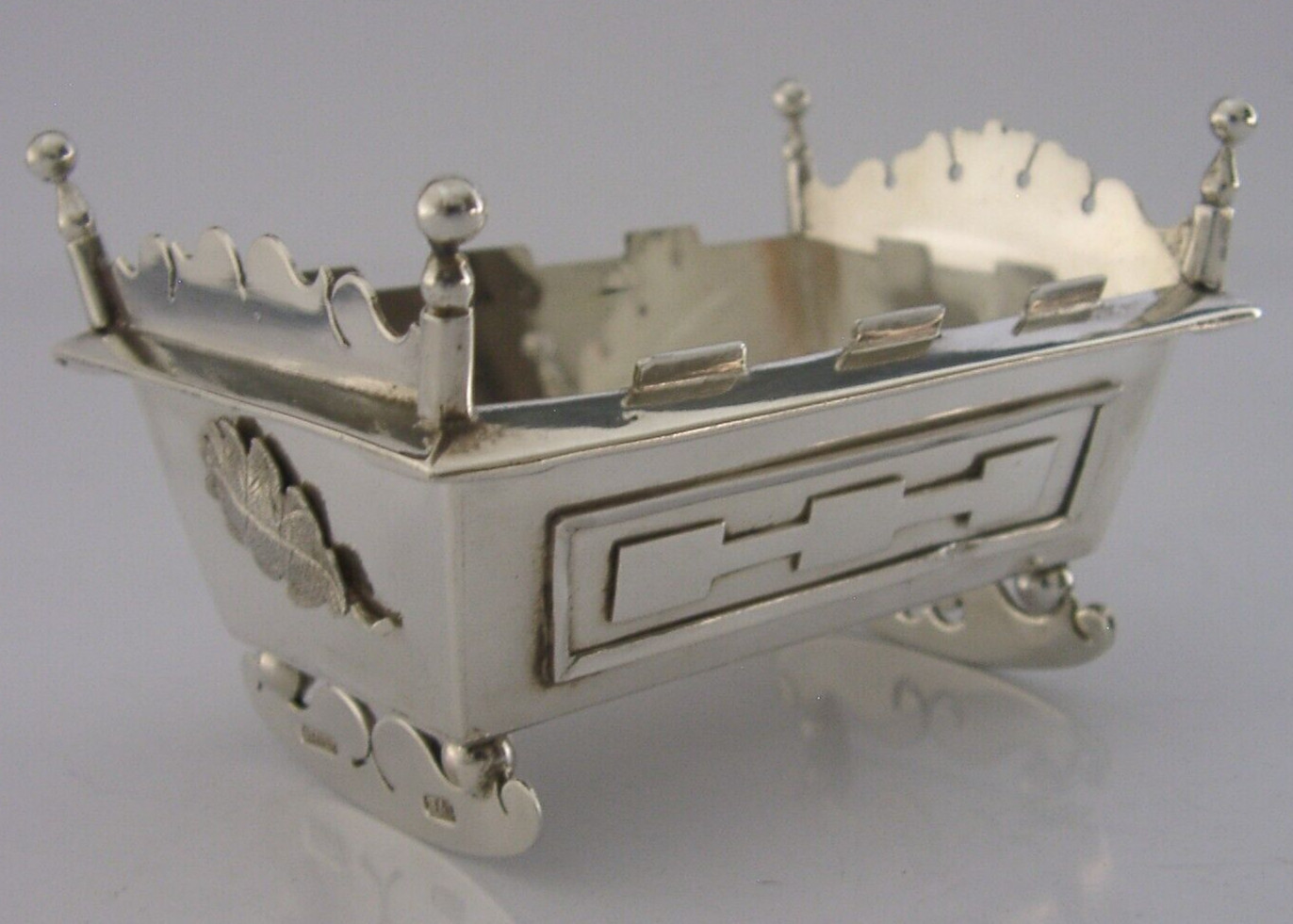 LARGE 96g 19th CENTURY AMERICAN SOLID SILVER CRIB CRADLE COT ANTIQUE B&L