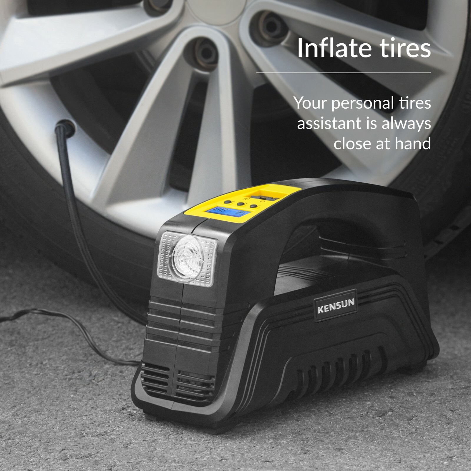 Air Compressor kensun Tire inflator portable digital Electric ac\dc