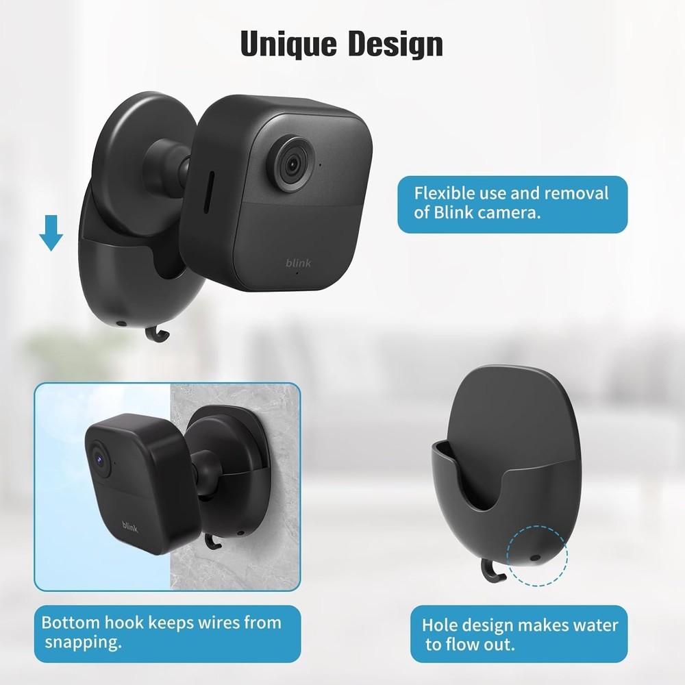 No Drill Blink Camera Mounts - 3-Pack Adhesive Wall Bracket for Flexible Angles
