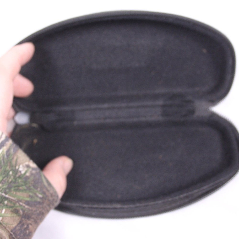 Hawk Hard Shell Zippered Eyeglass Case Black With Clip