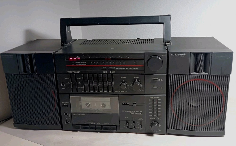Vector Research Boombox VCM-100 Stereo Receiver Graphic Equalizer Cassette Deck