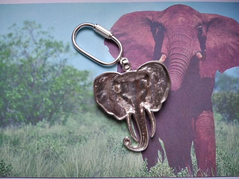 Elephant head Keyring made Sterling Silver 925
