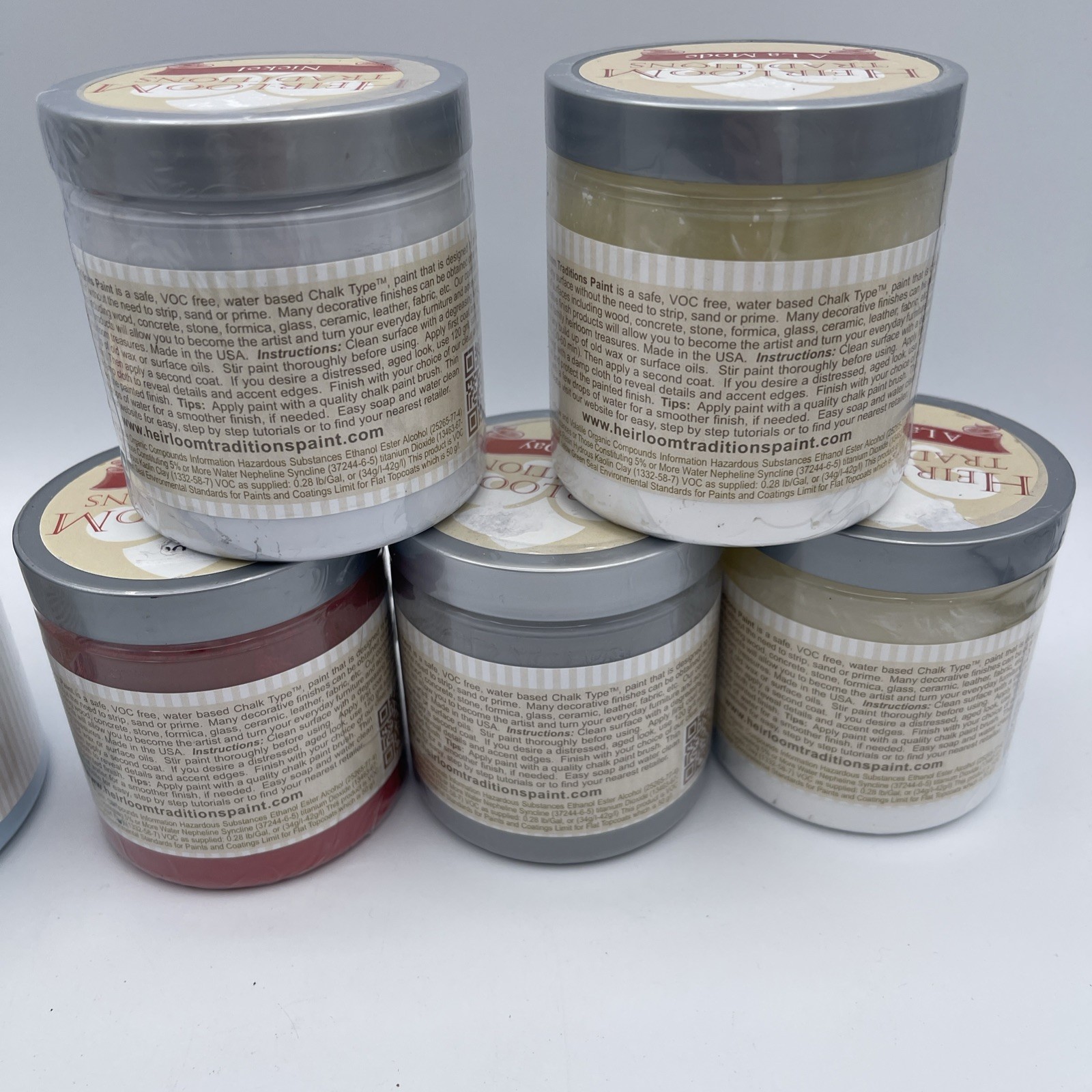 Lot of 7 Never Opened 32, 16, 8 Oz Heirloom Traditions Chalk Type Paint