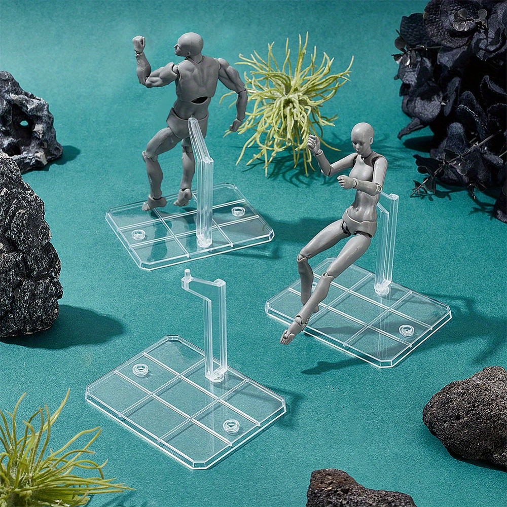 6sets Rectangle Plastic Stands Action Figures Display Holder for Connecting =