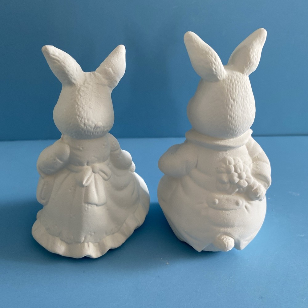 Ceramic Bisque Easter Bunny Couple Ready To Paint