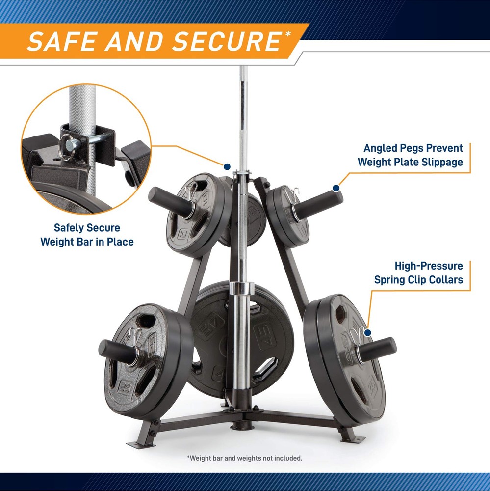 Marcy 6-Peg Olympic Weight Plate Tree and One Size, Triangular - Black