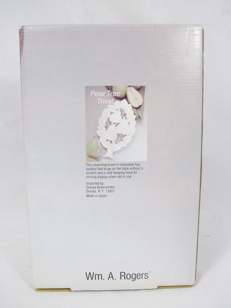 Wm A Rogers Pear Fruit Tree Trivet Silver Plated Wall Hanging