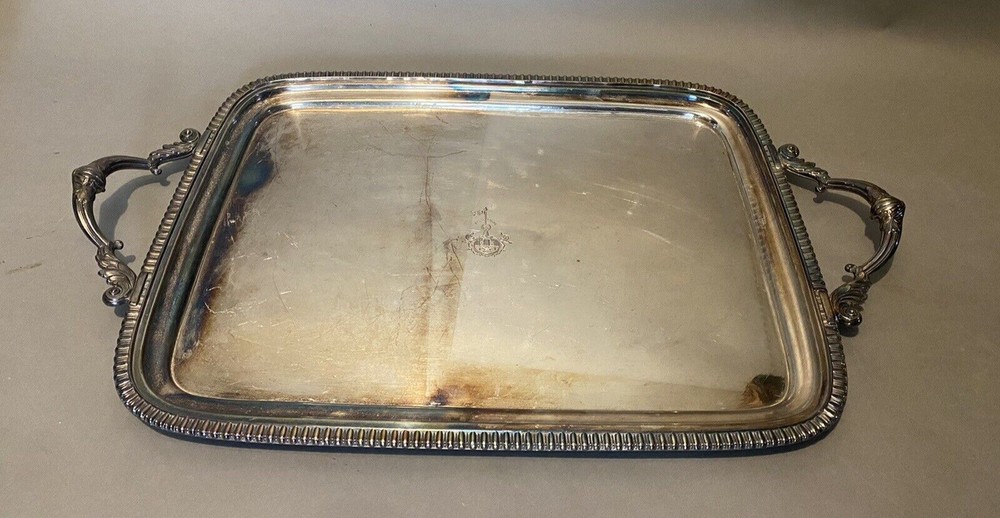 Antique Victorian Silver Plate Serving Platter Tray