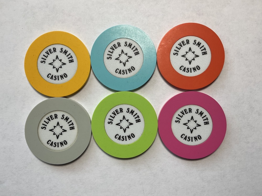 Six Silver Smith, Wendover, NV - Roulette chips