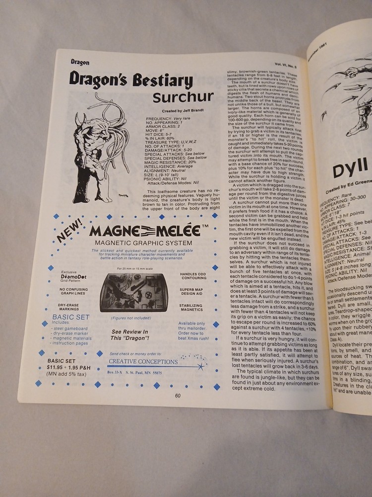 Vintage Dungeons And Dragons Dragon Magazine #55 Missing Insert Module