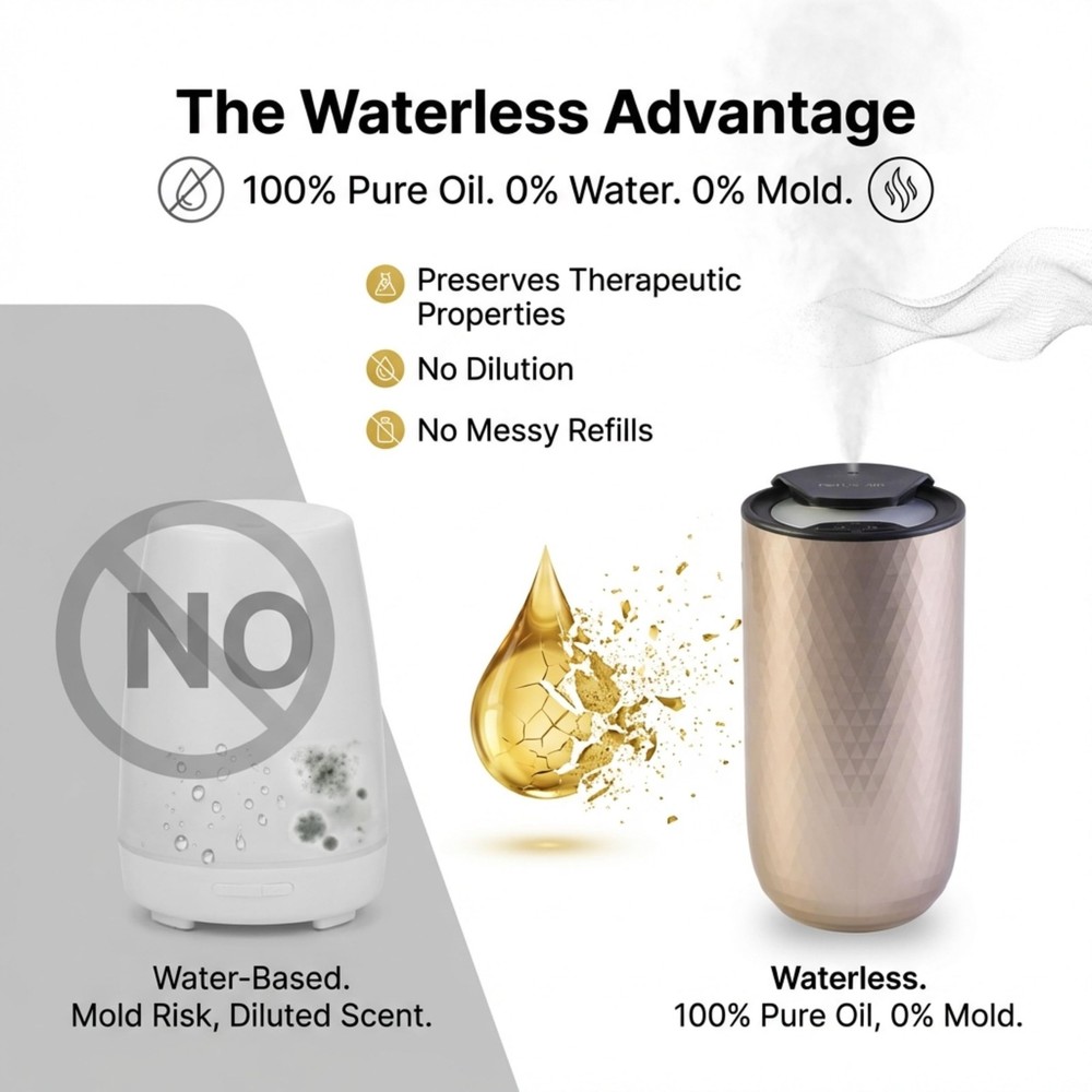 Waterless Essential Oil Diffuser – Portable Cordless Aromatherapy Diffuser