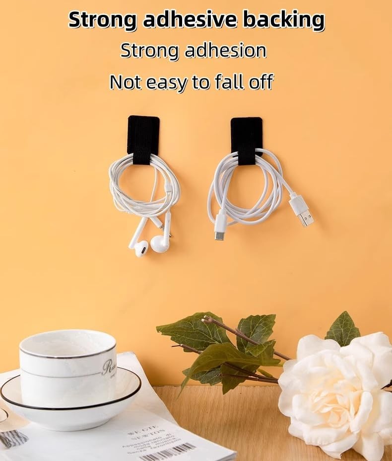 100PCS Hook Loop Cable Straps, Self Adhesive