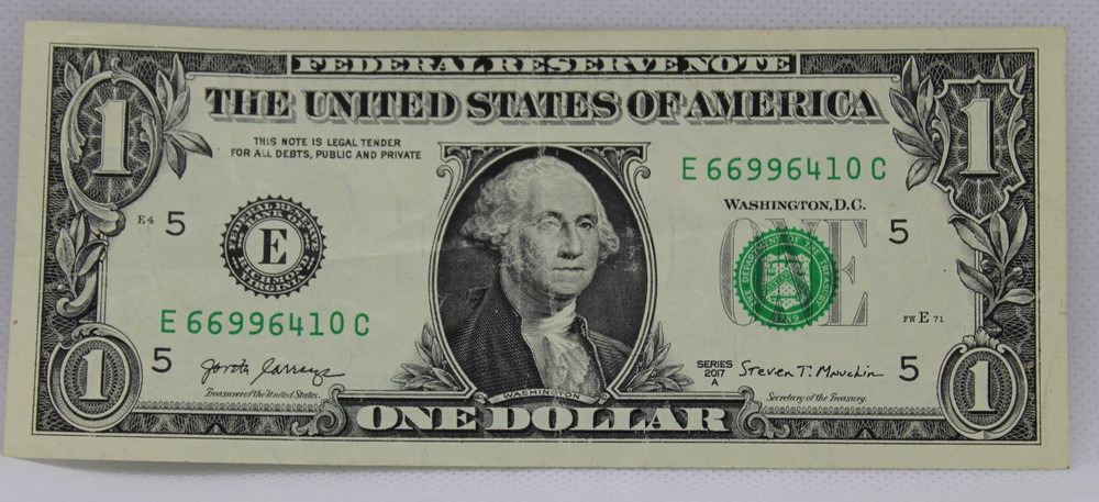 Odometer Error Note Fancy Serial Number One Dollar Bill E66996410C Triple 6s