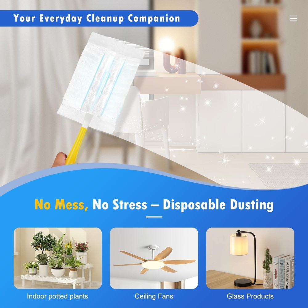 50 Count 180° Multi-Surface Feather Duster Refills Compatible with Swiffer