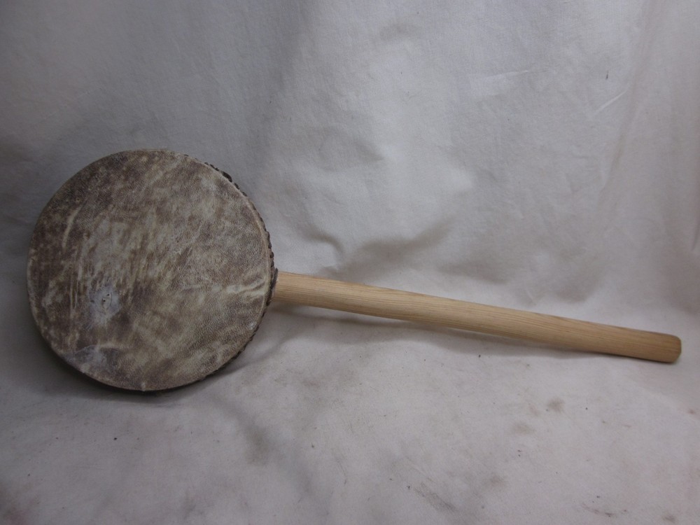 vintage percussion drum hide rawhide & wood primitive instrument