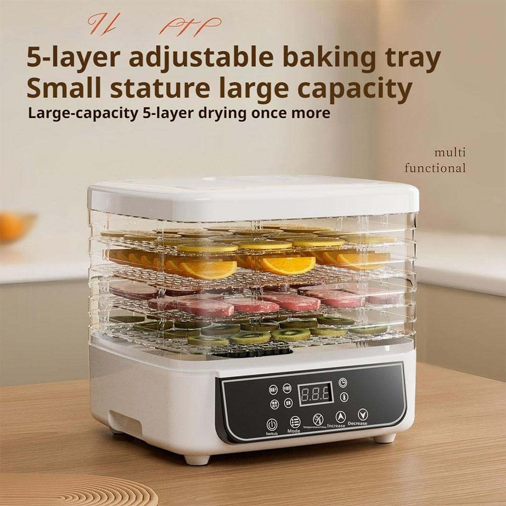 5-Trays Food Dehydrator Machine for Jerky/Fruit/Vegetable Adjustable Temperature